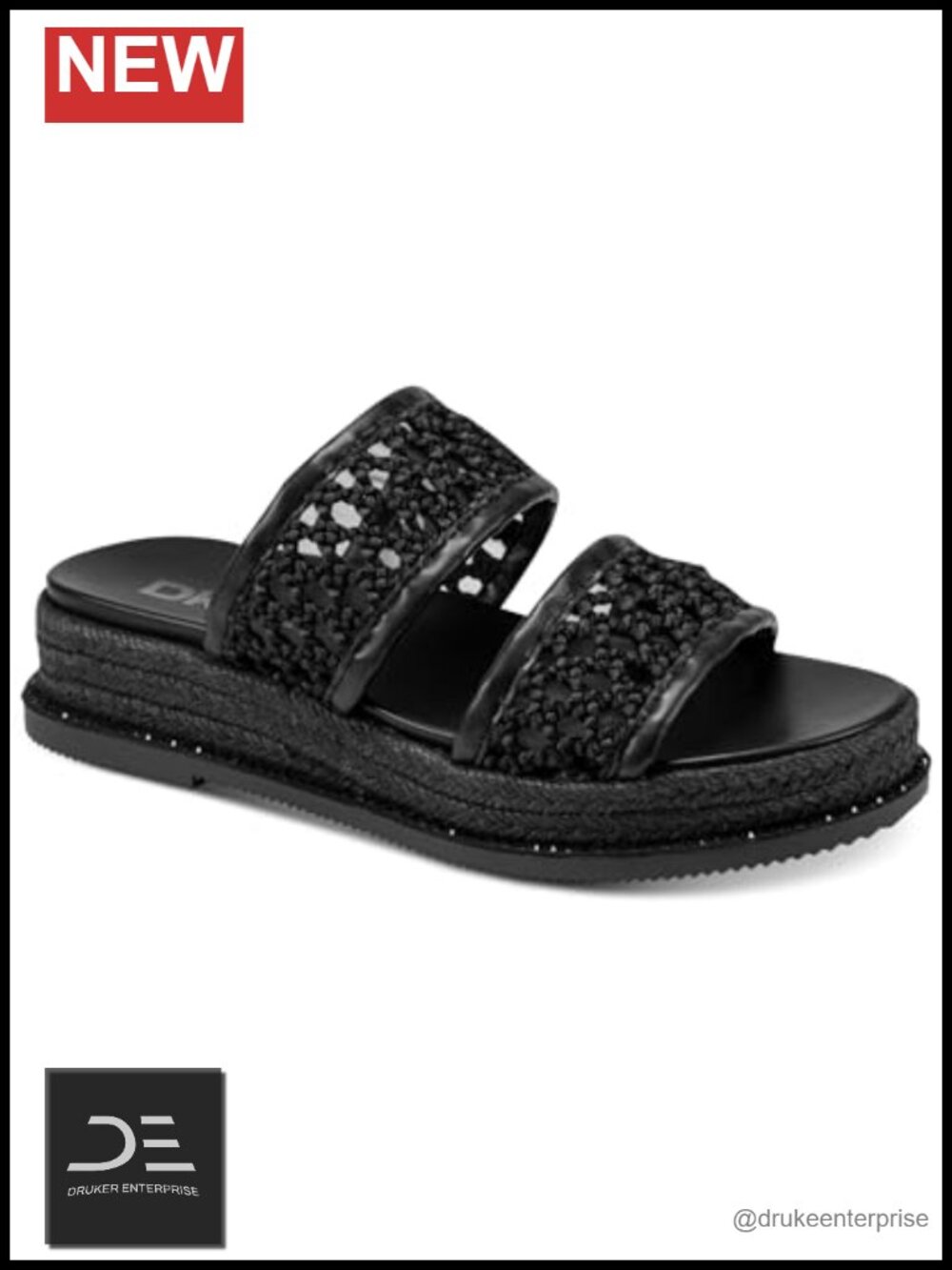 DKNY Double Band Platform Sandal - Slingback Open Toe Slip On Heels